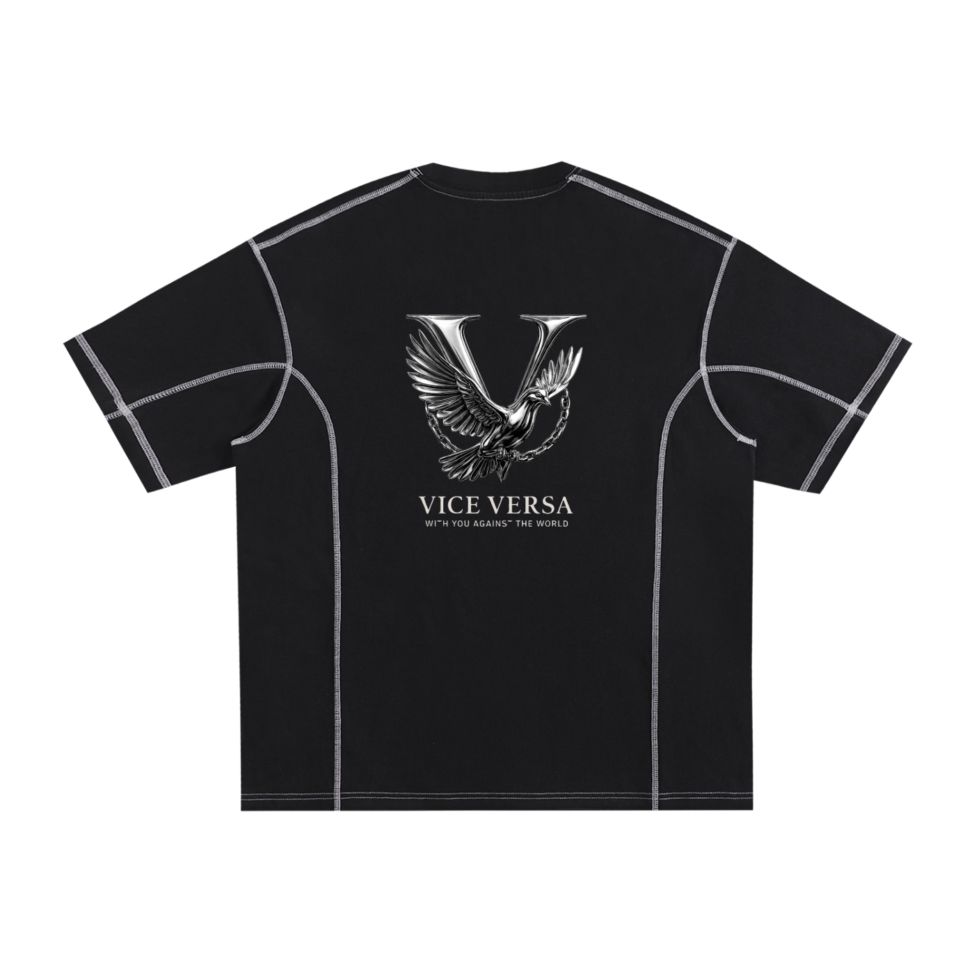 Streetwear Contrast-Stitched Cotton T-Shirt