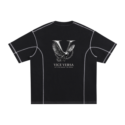 Streetwear Contrast-Stitched Cotton T-Shirt